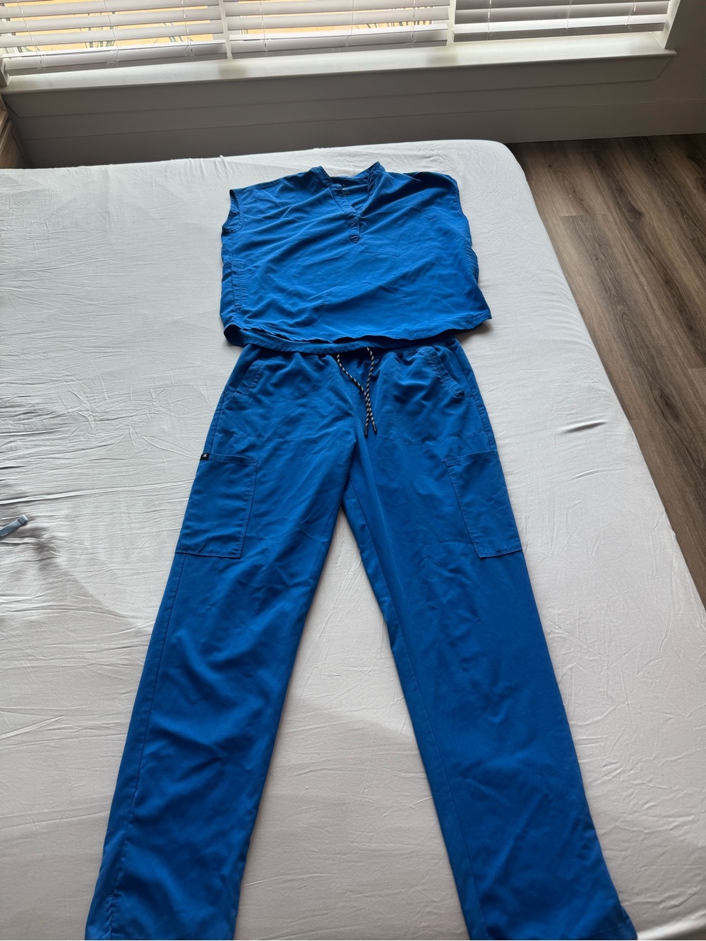 Beyond Scrubs Brand Blue Two-Piece Medical Scrub Set